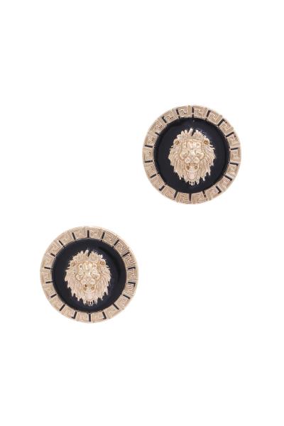 LION HEAD DISC POST EARRING