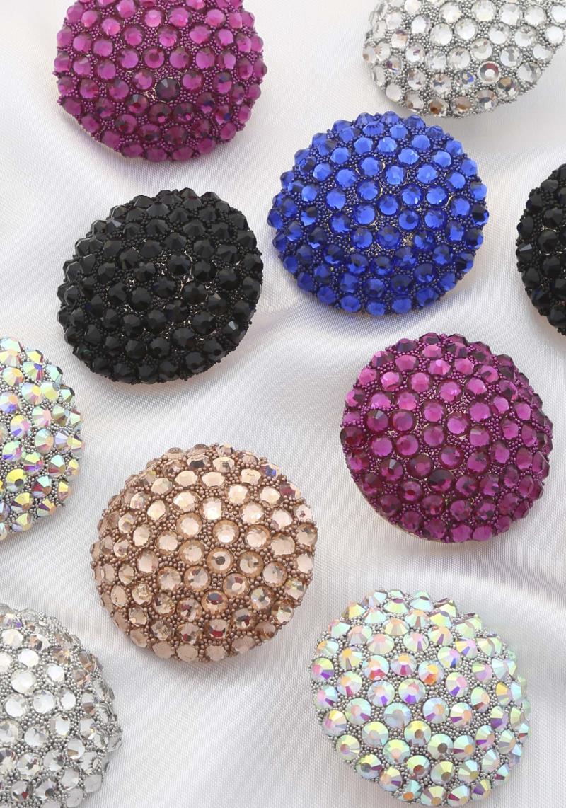 EARRING POST CRYSTAL CLUSTER DOME