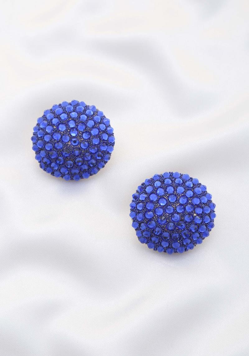 EARRING POST CRYSTAL CLUSTER DOME