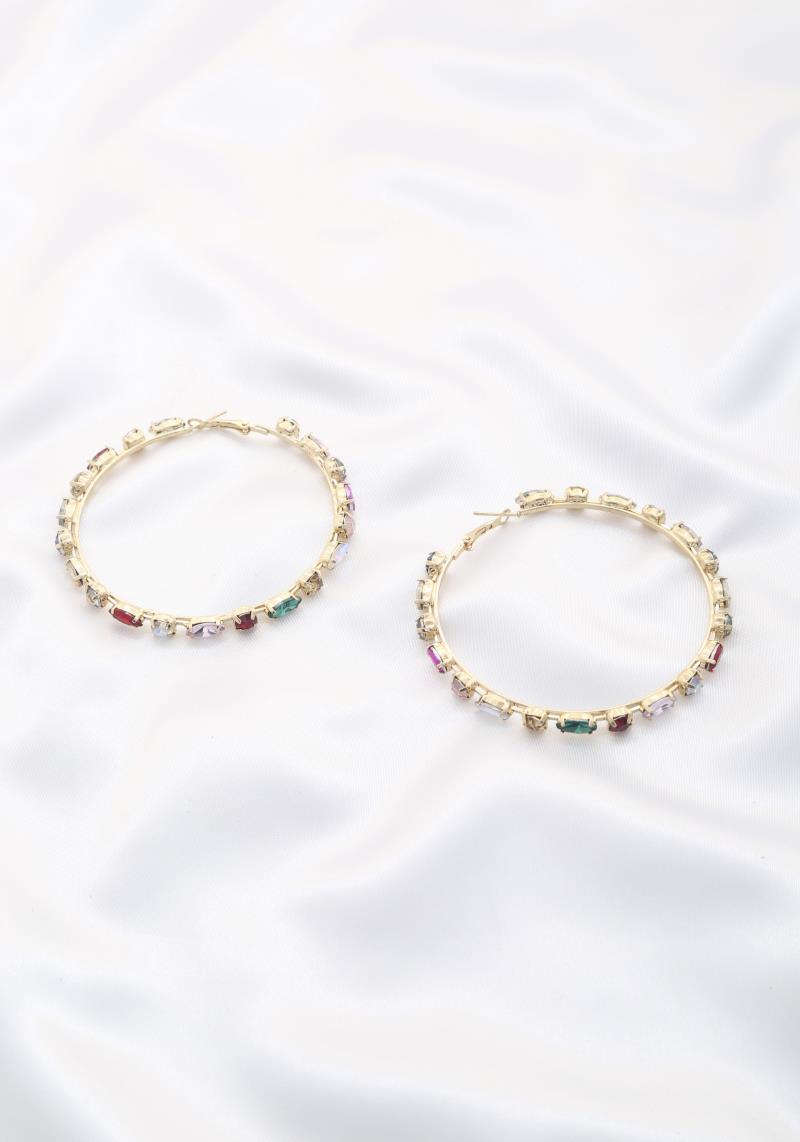 MARQUISE ROUND CRYSTAL EDGE HOOP EARRING