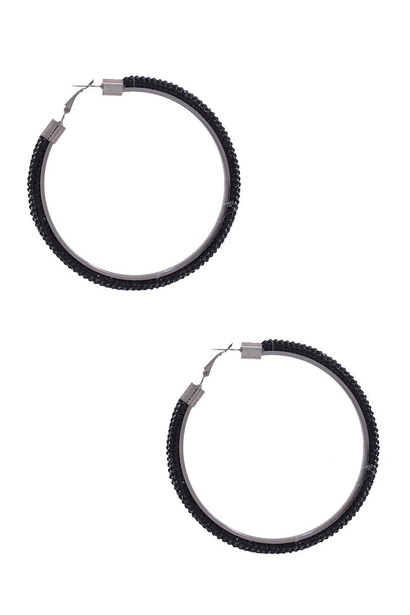 RHINESTONE EDGE HOOP EARRING