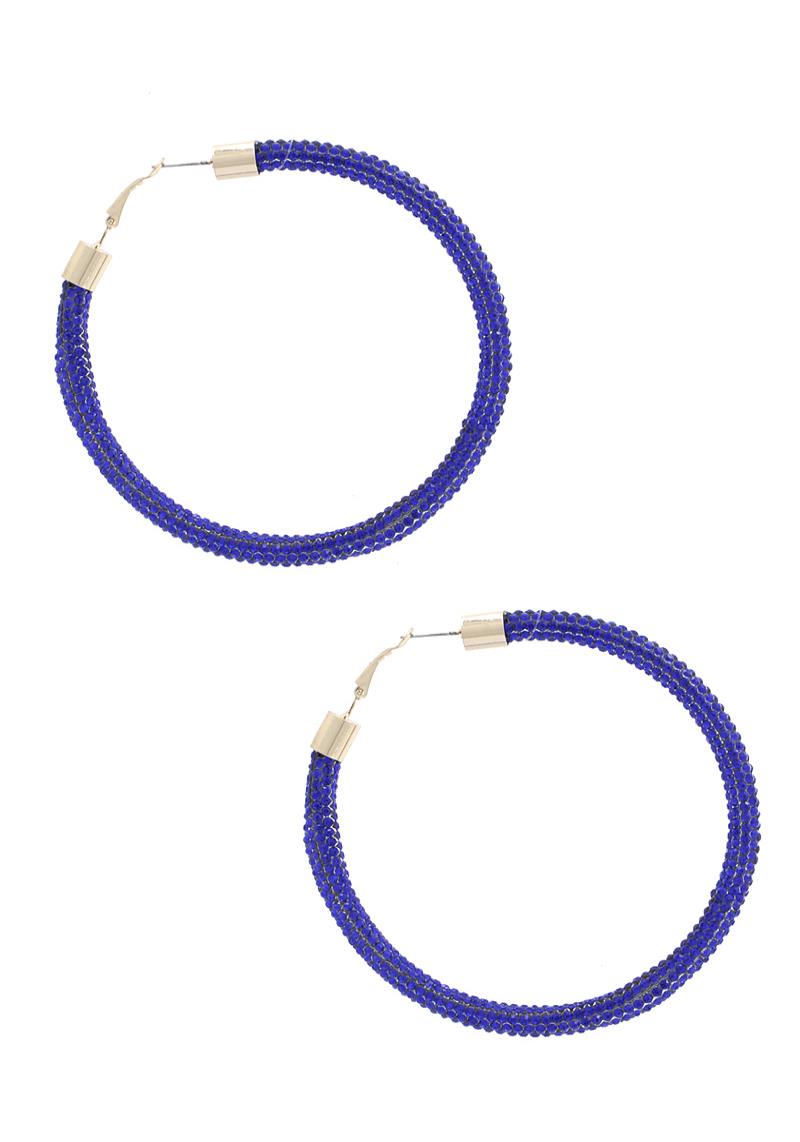 COLOR RHINESTONE STUDDED HOOP EARRING