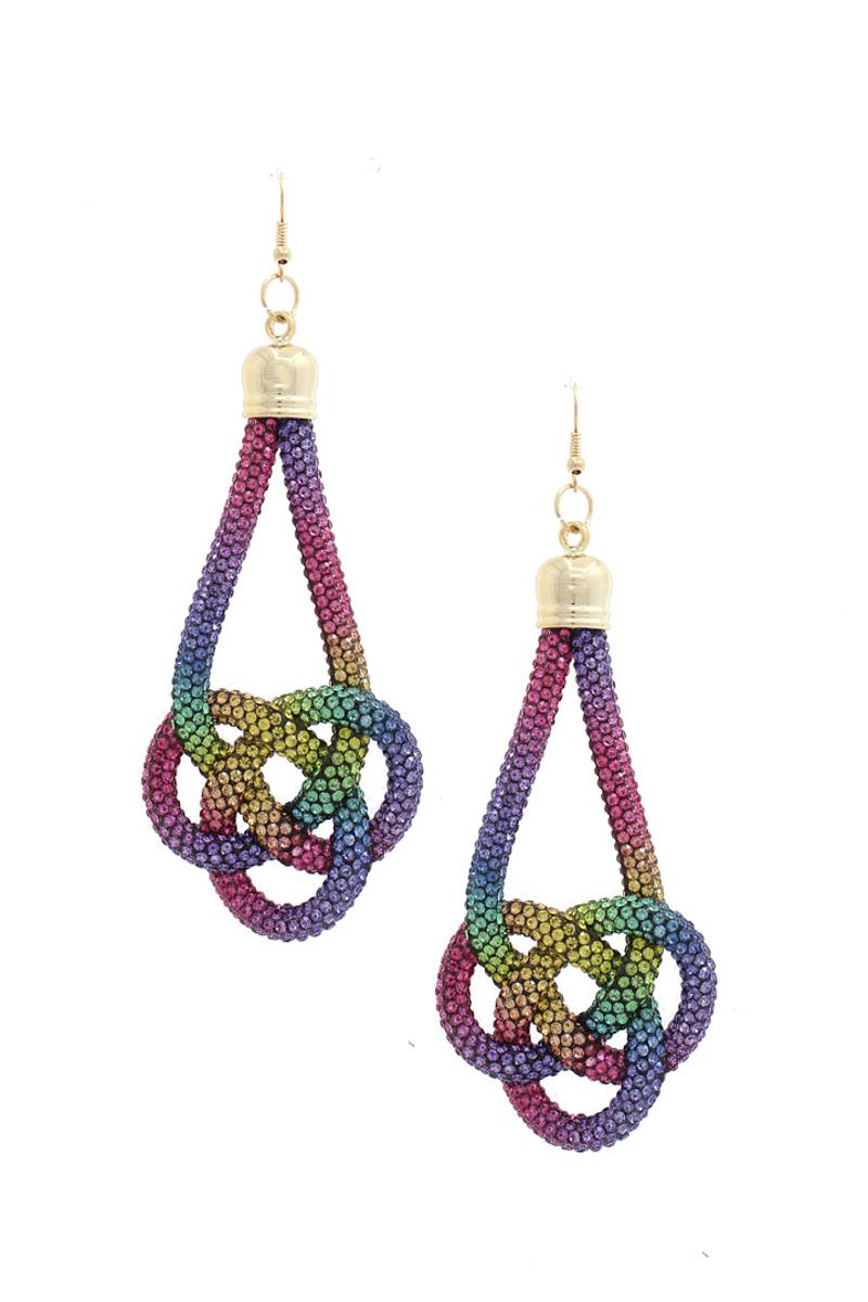 TWISTED RHINESTONE DROP EARRING