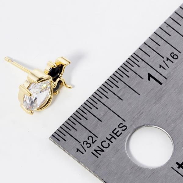 GOLD DIPPED CZ OWL STUD EARRING