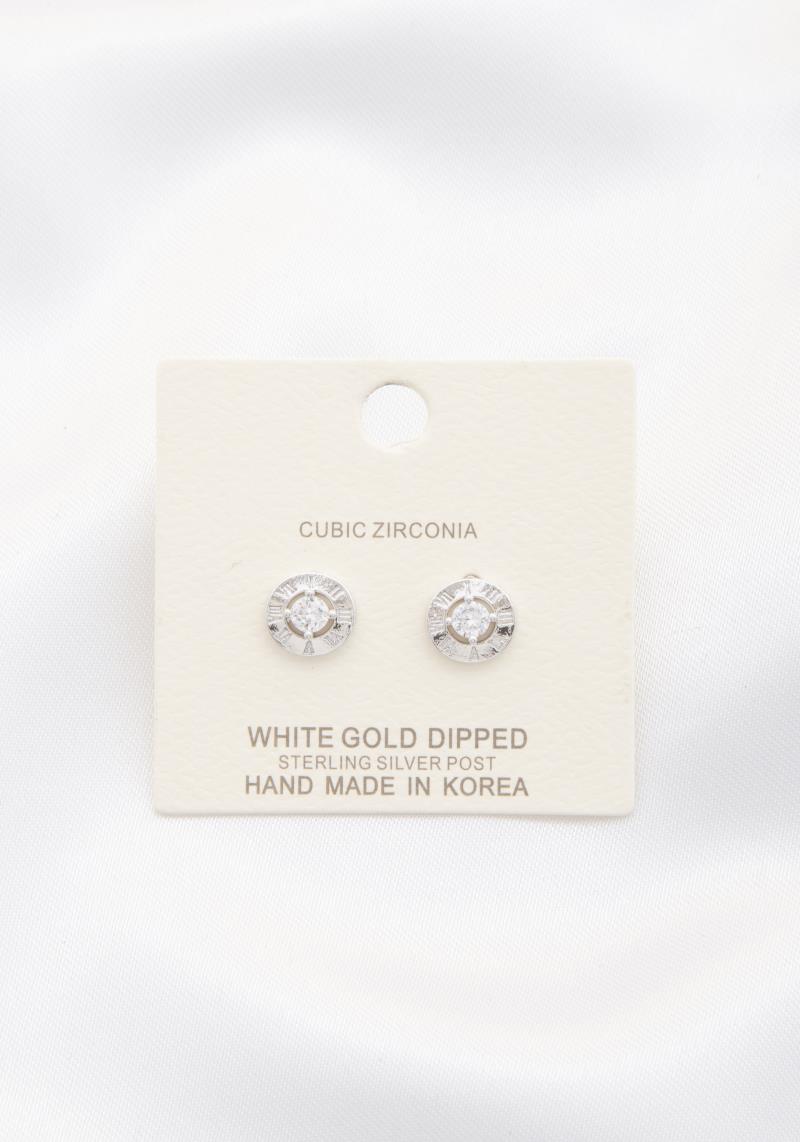 ROMAN NUMERAL ROUND CRYSTAL STUD EARRING