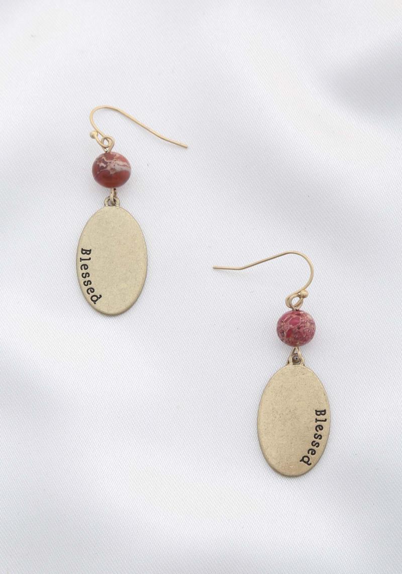 BLESSED OVAL BEAD DANGLE EARRING