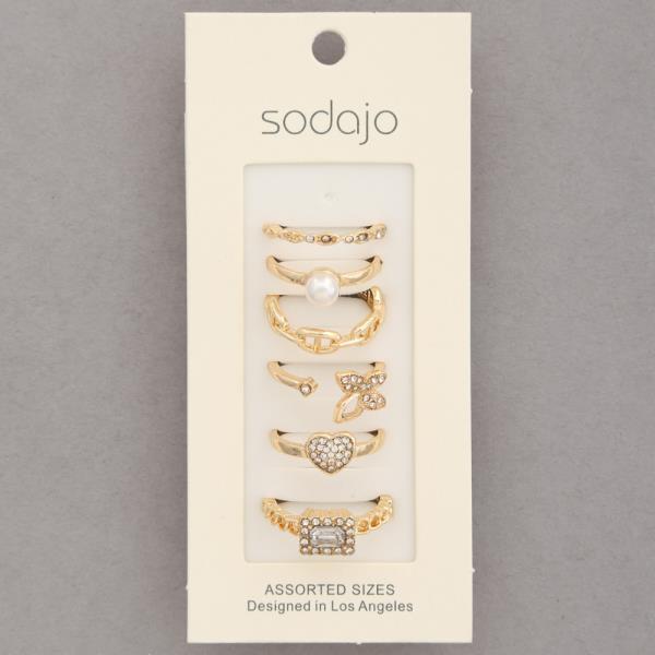 SODAJO BUTTERFLY RHINESTONE ASSORTED RING SET