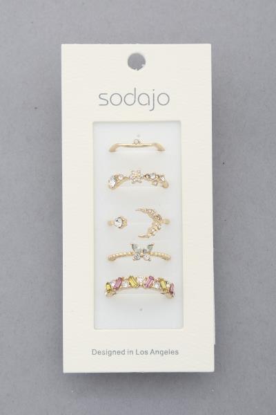 SODAJO MOON CRYSTAL ASSORTED RING SET