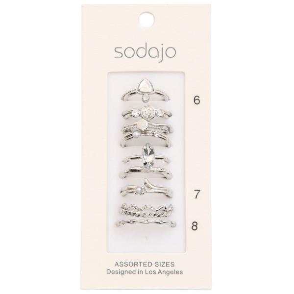 SODAJO TWISTED RHINESTONE RING SET