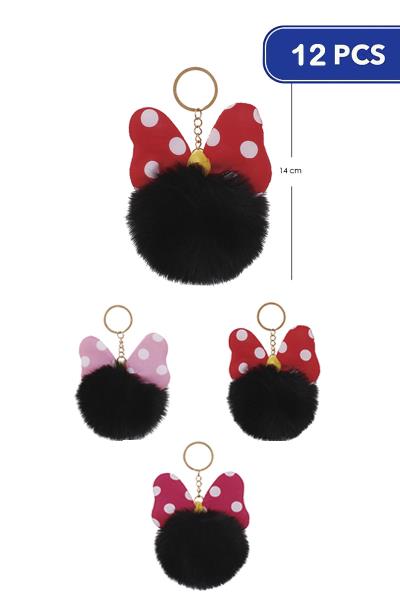 FASHION RIBBON POM POM KEYCHAIN (12 UNITS)