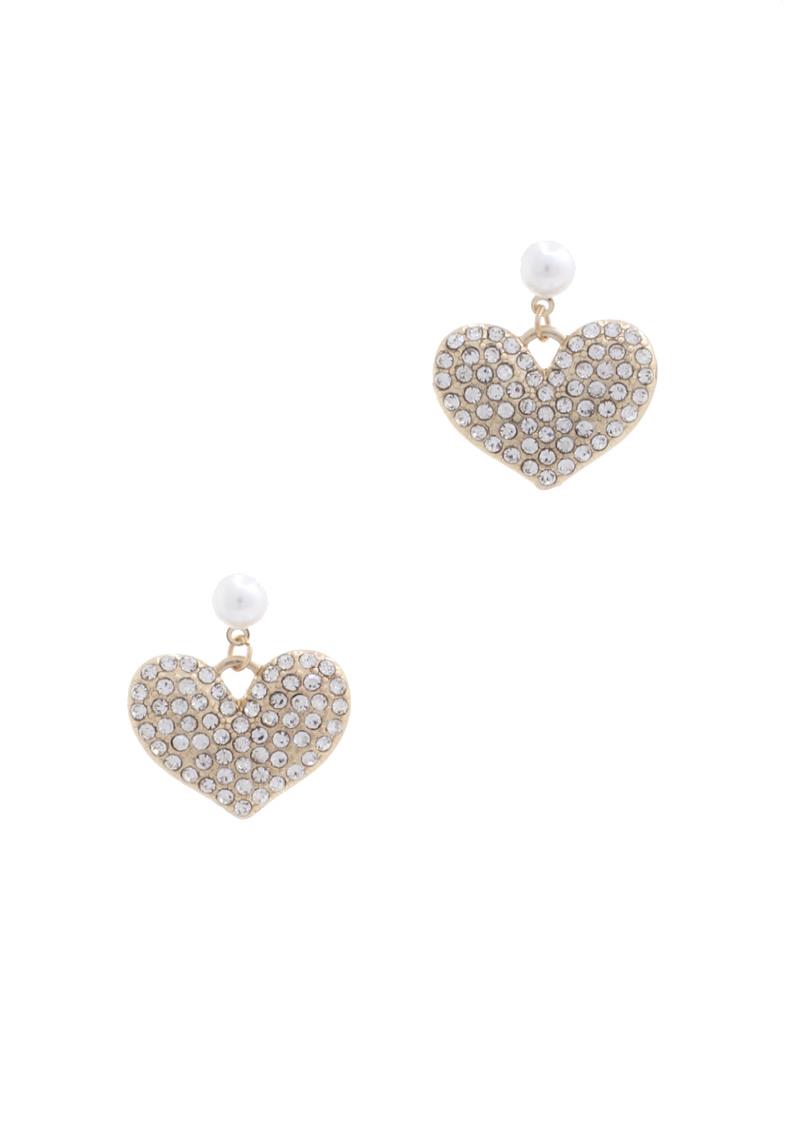 SODAJO PEARL RHINESTONE HEART SHAPE POST EARRING