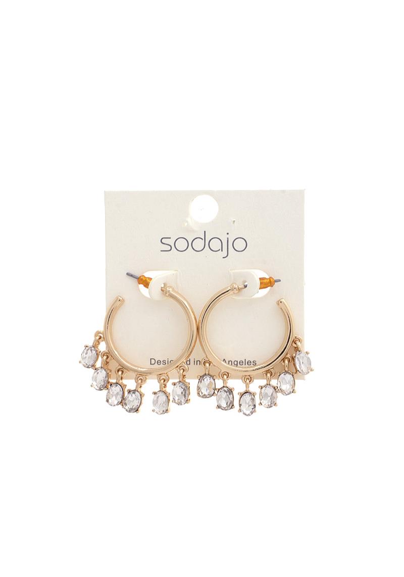 SODAJO CRYSTAL OPEN CIRCLE DANGLE EARRING