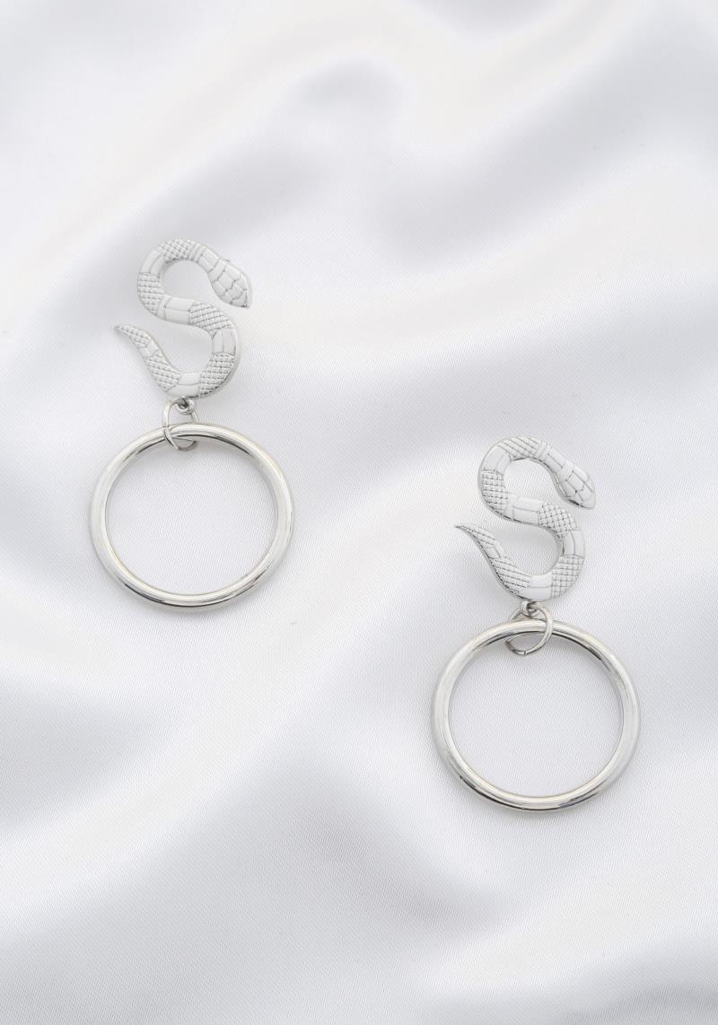 SNAKE CIRCLE POST DROP EARRING
