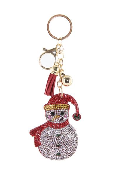 RHINESTONE SNOWMEN TASSEL KEY CHAIN