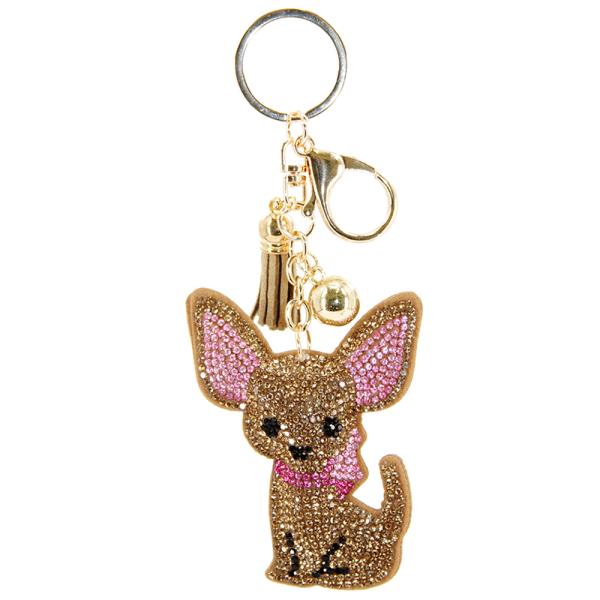 RHINESTONE FOX TASSEL KEY CHAIN