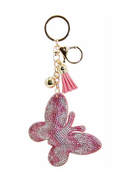 RHINESTONE BUTTERFLY TASSEL KEY CHAIN