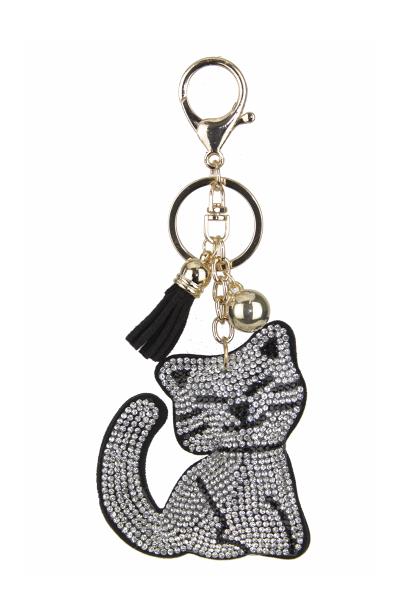 RHINESTONE CAT KEY CHAIN