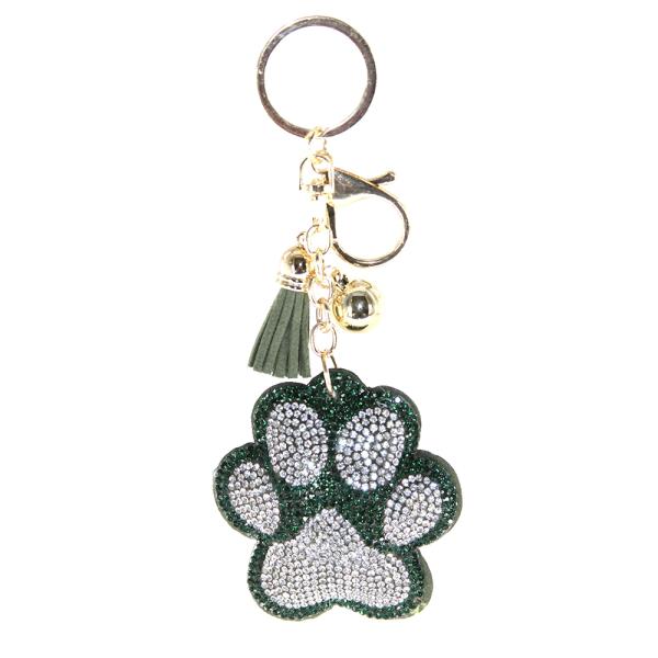 RHINESTONE DOG PAW TASSEL KEY CHAIN