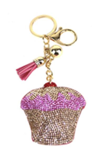 RHINESTONE CUPCAKE TASSEL KEY CHAIN