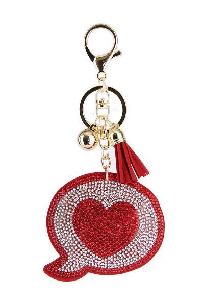 RHINESTONE MESSAGE HEART KEY CHAIN
