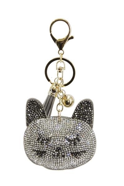SPARKLING SLEEPY KITTY KEY CHAIN