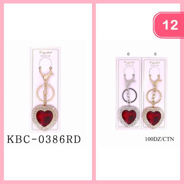 HEART STONE METAL KEYCHAIN (12 UNTIS)