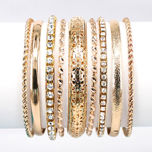 MULTI METAL BANGLE RHINESTONE MIX BRACELET