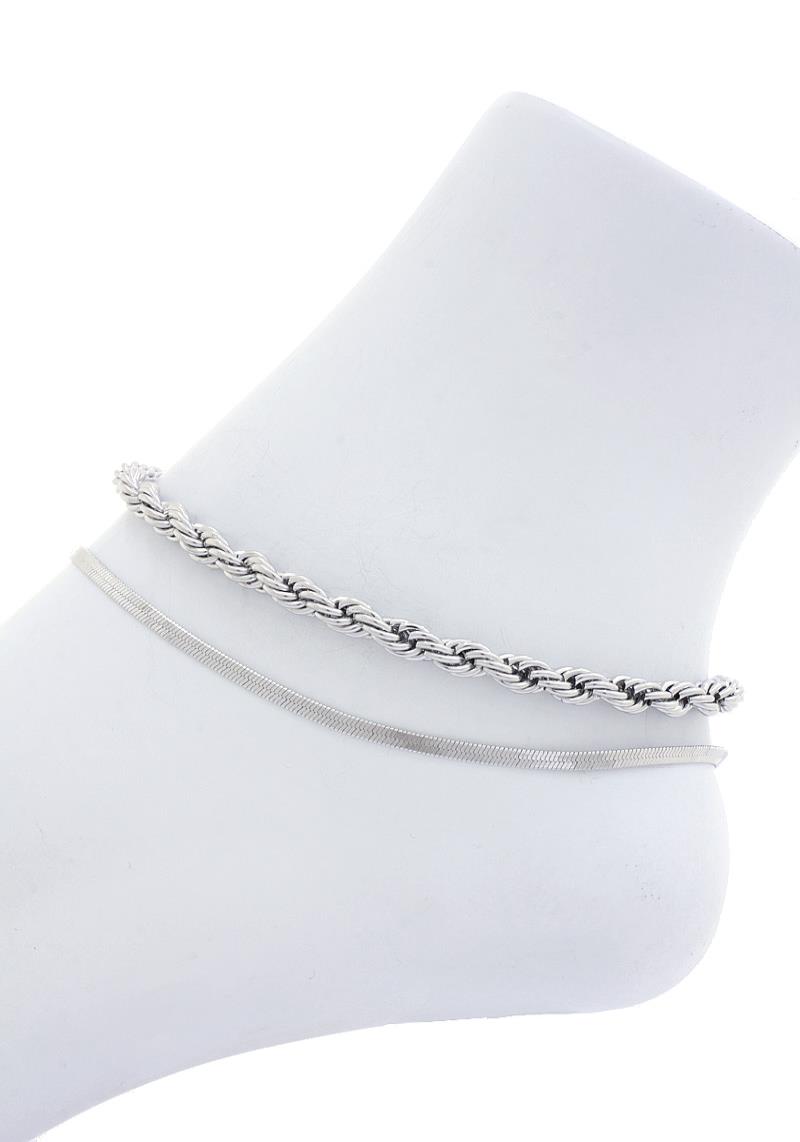 FLAT SNAKE CHAIN ROPE LINK METAL ANKLET