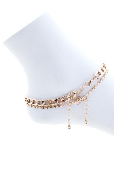 3 LAYERED METAL CROSS CHAIN ANKLET