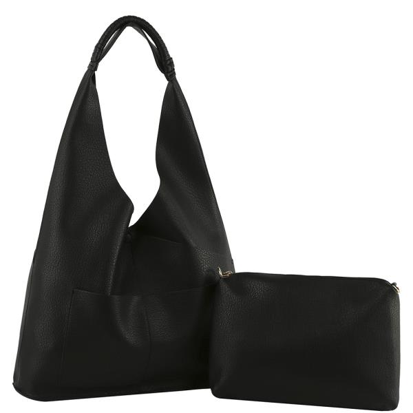 LEATHER HOBO BAG WITH POUCH