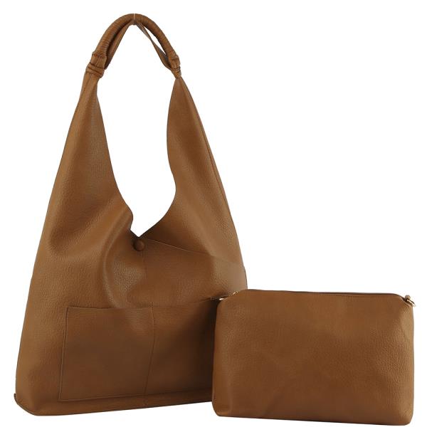 LEATHER HOBO BAG WITH POUCH