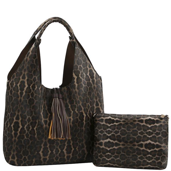 2IN1 FASHION TASSEL ACCENT HOBO BAG WITH LONG STRAP