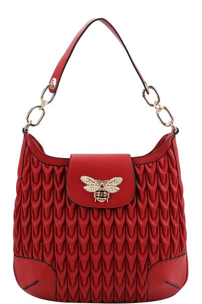 STYLISH PATTERN AND INSECT ACCENT SHOULDER BAG