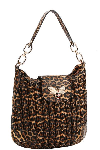 STYLISH PATTERN AND INSECT ACCENT SHOULDER BAG