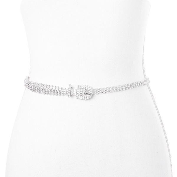 RHINESTONE BUCKLE METAL BELT