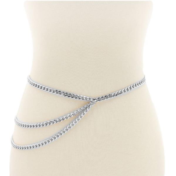FASHION METAL 3 LAYERED CHAIN BELT