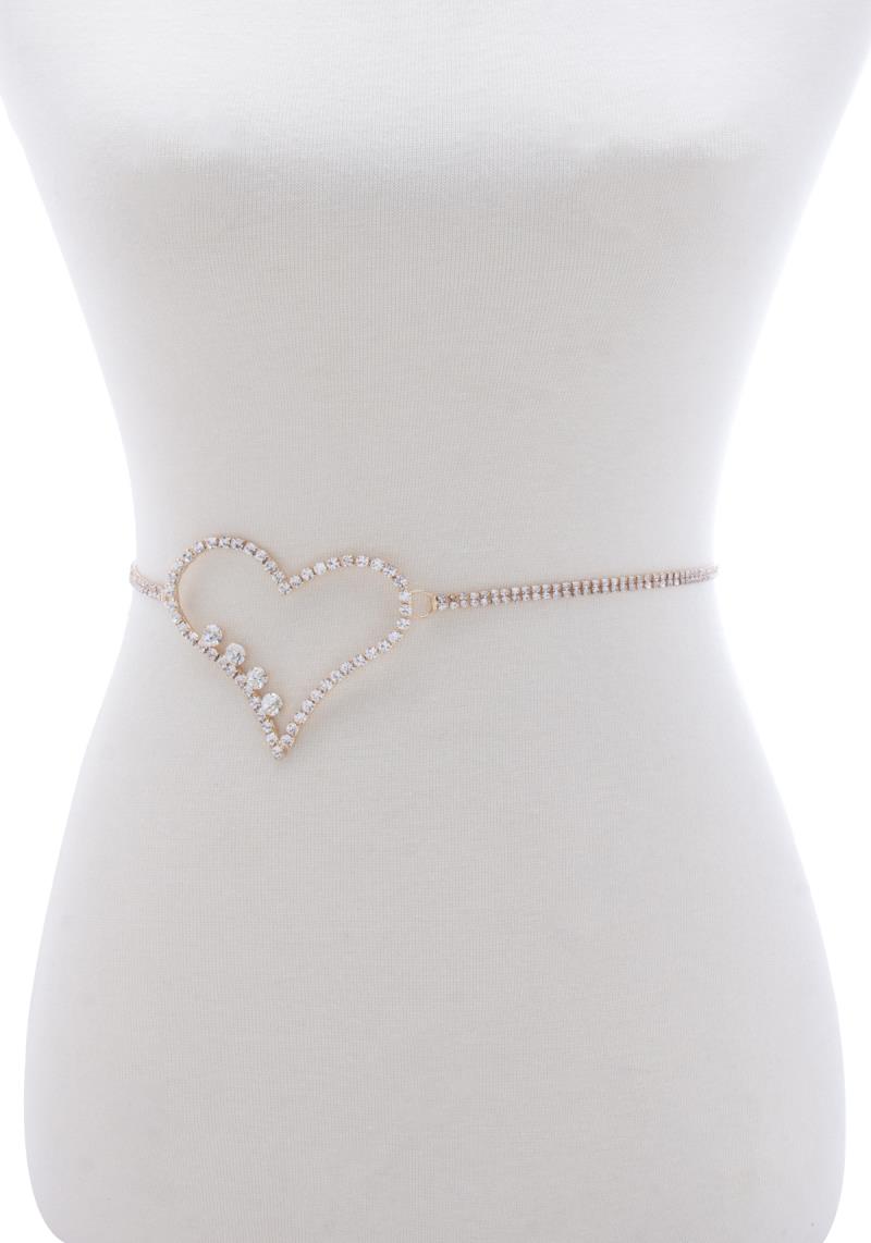 HEART RHINESTONE CHAIN BELT