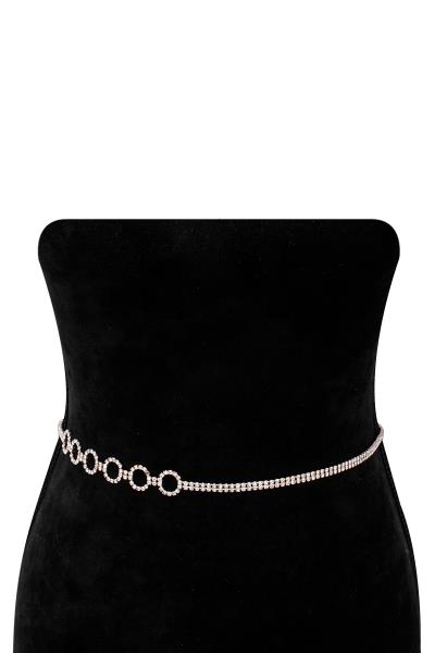 RHINESTONE CIRCLE PATTERN HOOK BELT