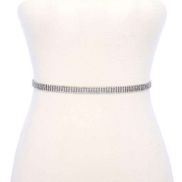 4 LINED RHINESTONE BELT