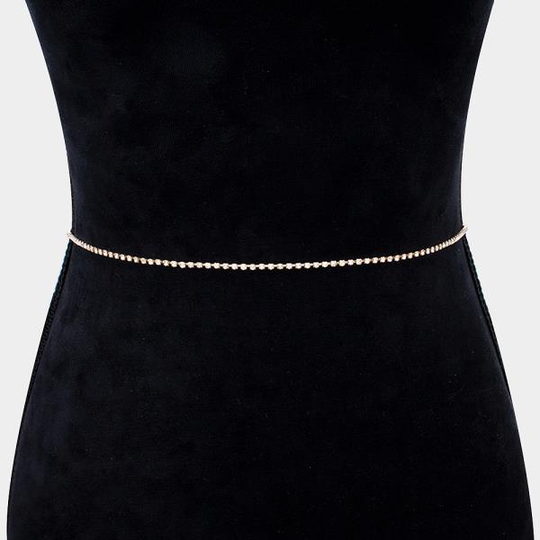 RHINESTONE CRYSTAL MINI STRAND METAL BELT