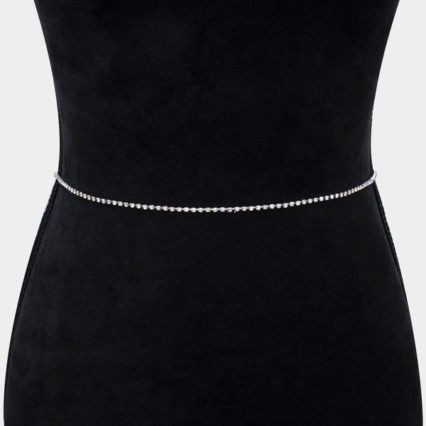 RHINESTONE CRYSTAL MINI STRAND METAL BELT