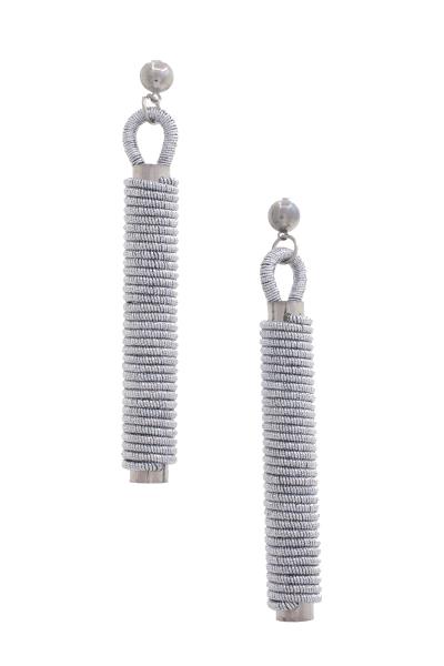 METALLIC THREAD METAL BAR EARRING