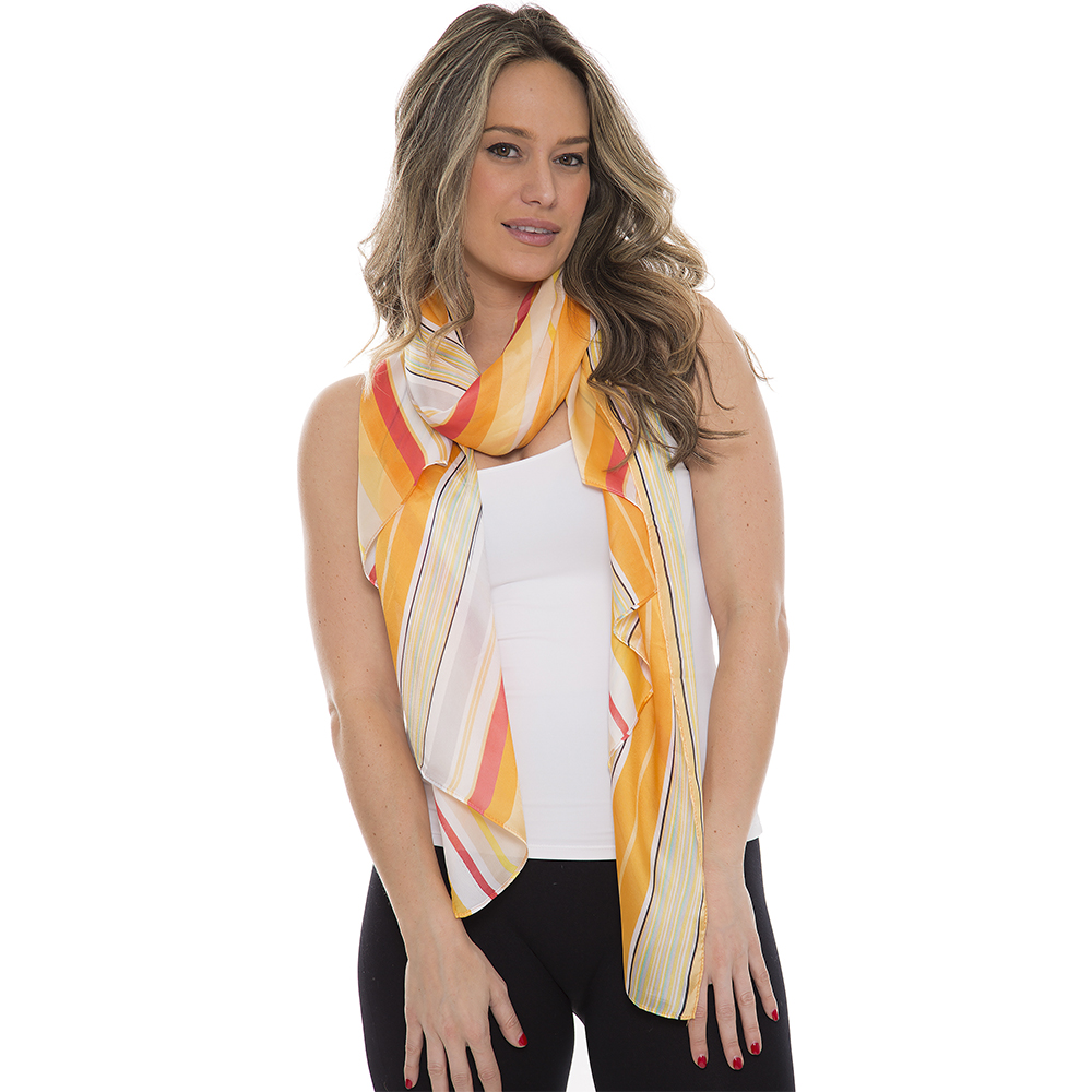 SILKY VERTICAL STRIPED OBLONG SCARF