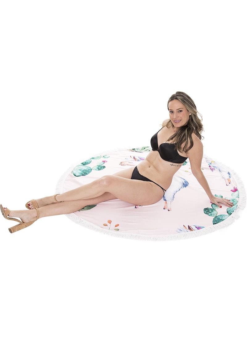 FASHION LAMA CACTUS PRINT ROUND BEACH TOWEL