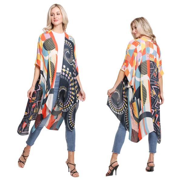 MIXED GEOMETRIC PRINT COVER UP KIMONO