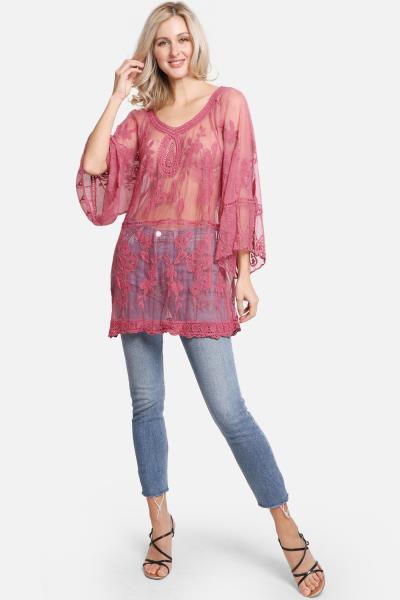 FLORAL PATTERN LACE COVER UP