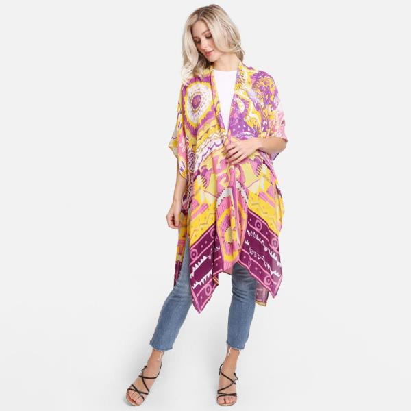 ABSTRACT PRINT COVER UP KIMONO