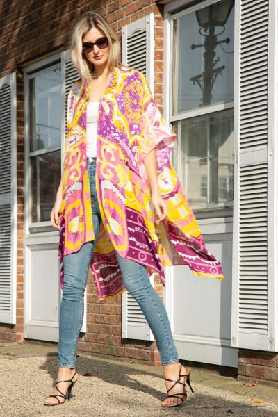ABSTRACT PRINT COVER UP KIMONO