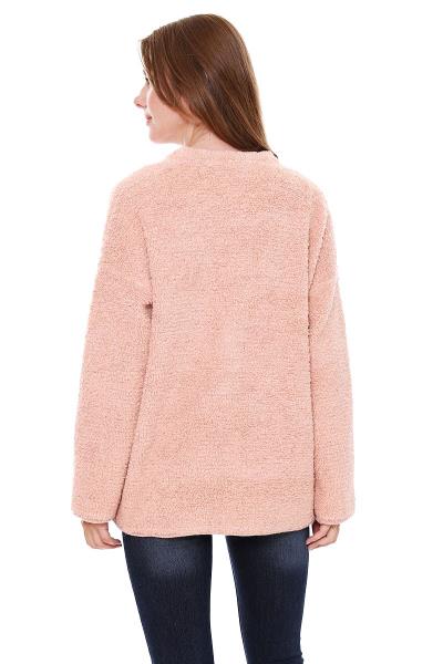 CHUNKY PLAIN COLOR WITH POCKETS COAT SWEATER