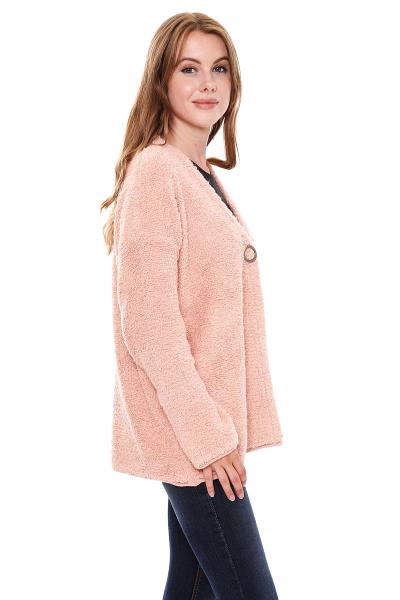 CHUNKY PLAIN COLOR WITH POCKETS COAT SWEATER